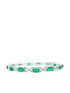 Hyt Jewelry Emerald And Diamond Tennis Bracelet In Silver