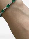 Hyt Jewelry Emerald And Diamond Tennis Bracelet In Silver