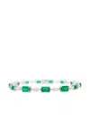 Hyt Jewelry Emerald And Diamond Tennis Bracelet In Silver