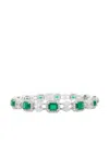 Hyt Jewelry Emerald And Diamond Tennis Bracelet In Silver