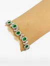 Hyt Jewelry Emerald And Diamond Tennis Bracelet In Silver