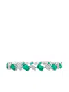 Hyt Jewelry Emerald And Diamond Tennis Bracelet In Silver