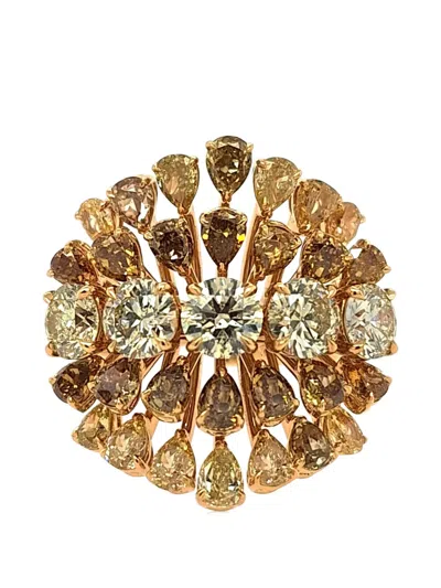 Hyt Jewelry Floral Diamond Ring In Gold