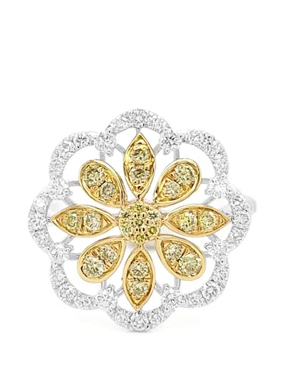 Hyt Jewelry Floral Diamond Ring In Metallic