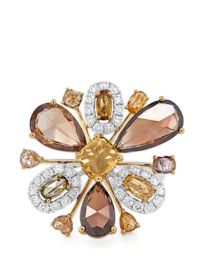 Hyt Jewelry Floral Diamond Ring In Multi