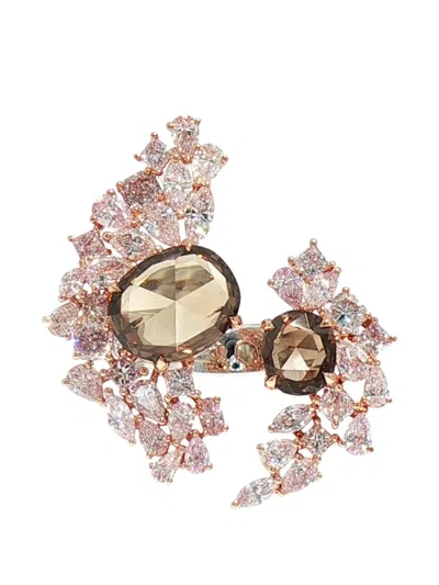 Hyt Jewelry Floral Diamond Ring In Metallic