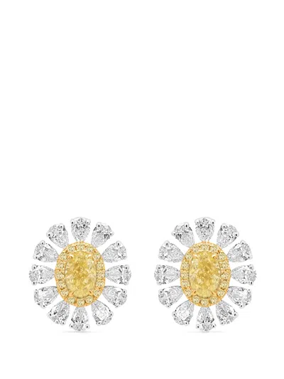 Hyt Jewelry Floral-motif Diamond Earrings In Metallic
