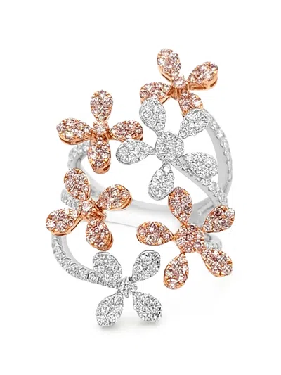 Hyt Jewelry Floral-motif Diamond Ring In Metallic