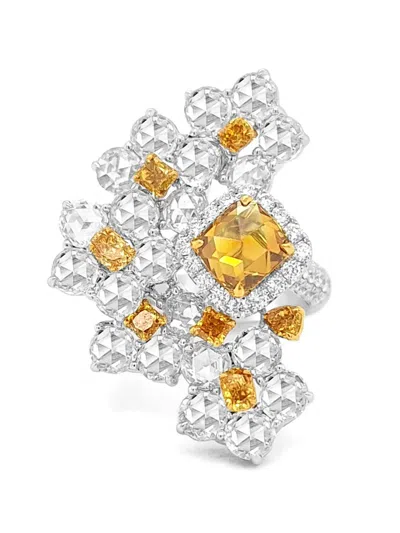 Hyt Jewelry Floral-shape Diamond Cocktail Ring In Multi