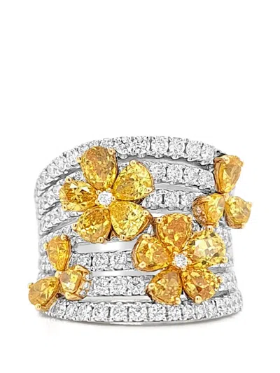 Hyt Jewelry Floral-detail Diamond Ring In Pink