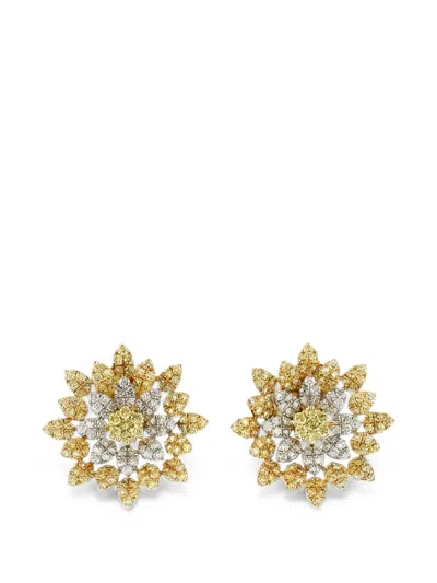 Hyt Jewelry Flower Diamond Earrings In Gold