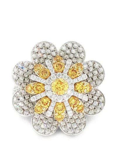 Hyt Jewelry Flower-shape Diamond Ring In Metallic