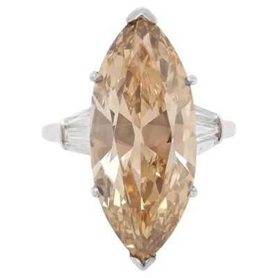 Pre-owned Hyt Jewelry Gia Certified 7.86 Ct Natural Fancy-brown Yellow Marquise Diamond Ring In Pt