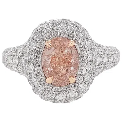 Pre-owned Hyt Jewelry Gia Certified Pink Diamond Platinum Solitaire Ring