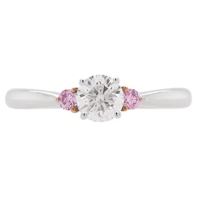 Pre-owned Hyt Jewelry Gia Certified White Diamond Argyle Pink Diamond 18k Gold Bridal Ring