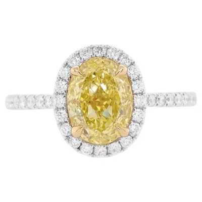 Pre-owned Hyt Jewelry Gia Certified Yellow Diamond White Diamond 18k Gold Bridal Ring