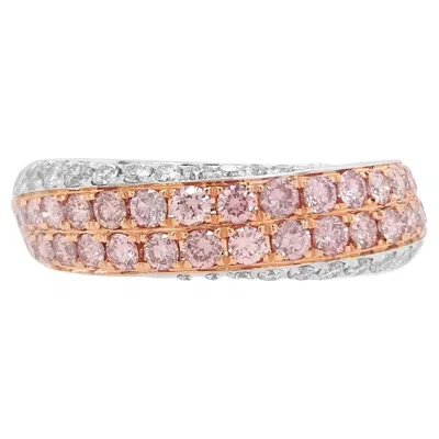 Pre-owned Hyt Jewelry Natural Argyle Pink Diamond White Diamond Platinum Band Ring