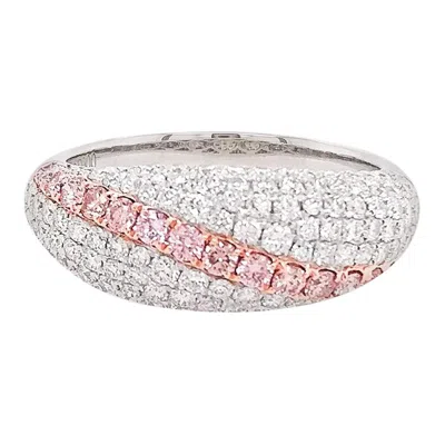 Pre-owned Hyt Jewelry Natural Argyle Pink Diamond White Diamond Platinum Band Ring