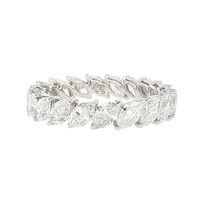 Pre-owned Hyt Jewelry Natural Marquise Shape White Diamonds Platinum Eternity Band Ring