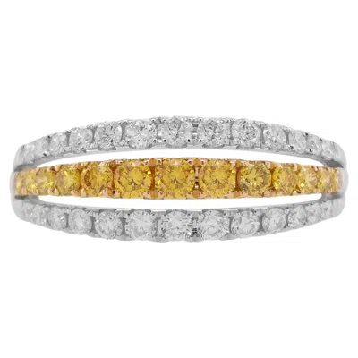 Pre-owned Hyt Jewelry Natural Orange Diamond 18k Gold Band Ring, 0.32ct By