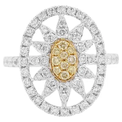 Pre-owned Hyt Jewelry Natural Yellow Diamond And White Diamond Cocktail Ring In Platinum