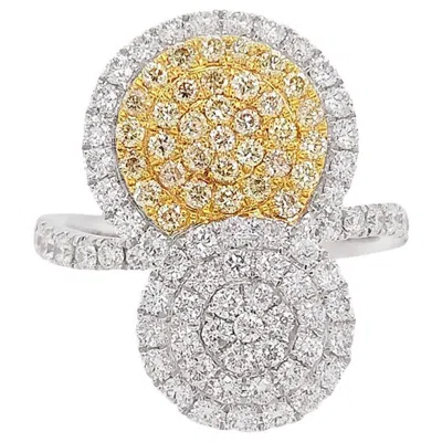 Pre-owned Hyt Jewelry Natural Yellow Diamond White Diamond Platinum Cocktail Ring