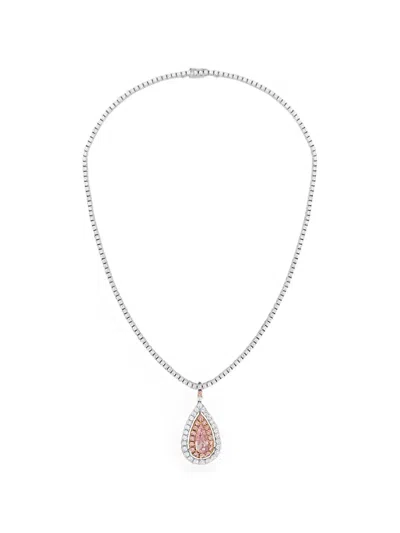 Hyt Jewelry Pink Diamond And White Diamond Necklace In Metallic