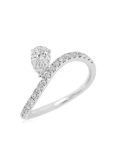 Hyt Jewelry Platinum Asymmetric Diamond Ring In Silver