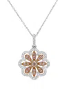 Hyt Jewelry Platinum Pink And White Diamond Necklace In Silver