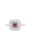 Hyt Jewelry Platinum Pink Diamond Double Halo Ring