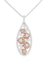 Hyt Jewelry Platinum Pink Diamond Necklace In Silver