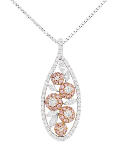 Hyt Jewelry Platinum Pink Diamond Necklace In Silver