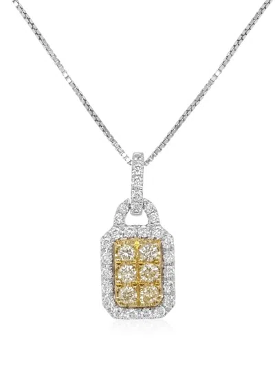 Hyt Jewelry Platinum Sunshine Yellow Diamond Pendant Necklace In Silber