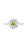 Hyt Jewelry Platinum White And Yellow Diamond Ring In Silver