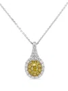 Hyt Jewelry Platinum Yellow And White Diamond Necklace In Silver