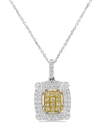 Hyt Jewelry Platinum Yellow And White Diamond Necklace In Silver