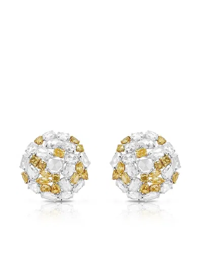 Hyt Jewelry Rose-motif Diamond Earrings In Metallic