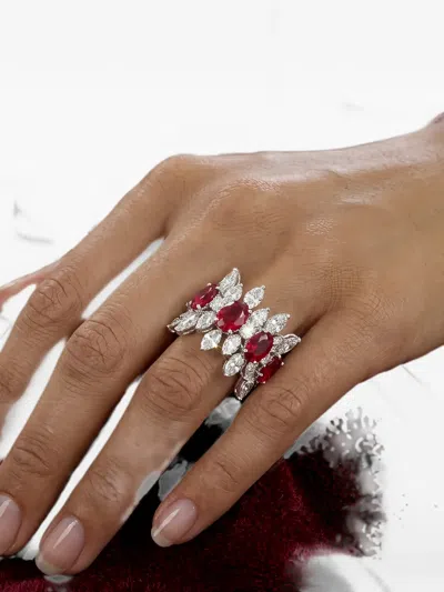 Hyt Jewelry Ruby And Diamond Band Ring In Multi