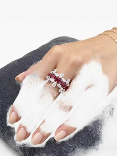 Hyt Jewelry Ruby And Diamond Multi-cut Band Ring In Metallic