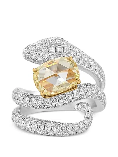 Hyt Jewelry Serpent-shaped Diamond Ring In Silver