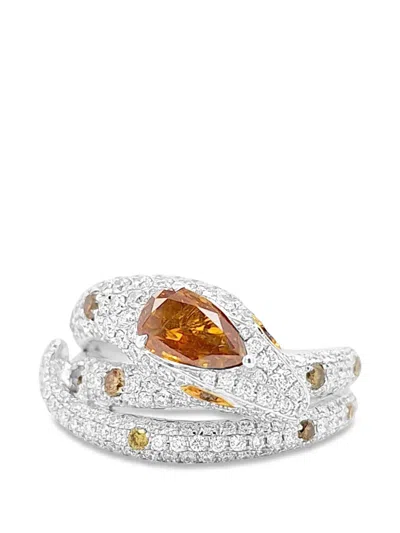 Hyt Jewelry Serpentine Diamond Ring In Metallic