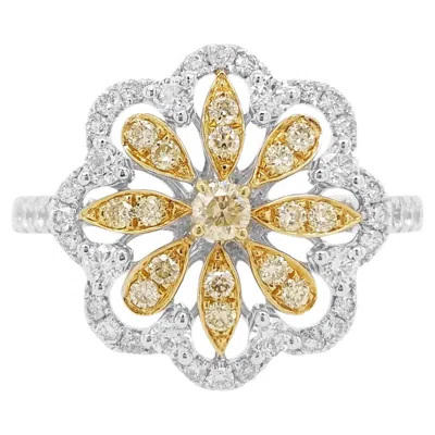 Pre-owned Hyt Jewelry Yellow Diamond White Diamond Platinum Cocktail Ring