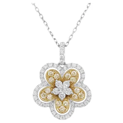 Pre-owned Hyt Jewelry Yellow Diamond White Diamond Platinum Pendant Necklace