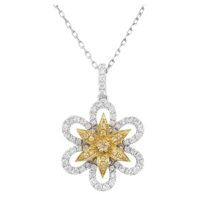 Pre-owned Hyt Jewelry Yellow Diamond White Diamond Platinum Pendant Necklace