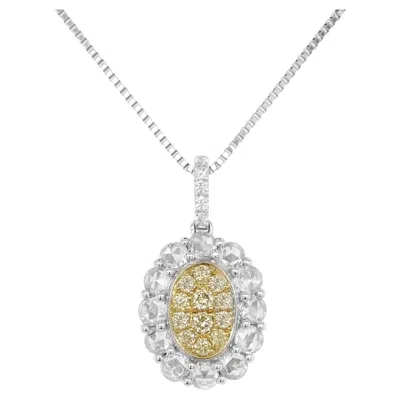 Pre-owned Hyt Jewelry Yellow Diamond White Diamond Platinum Pendant Necklace
