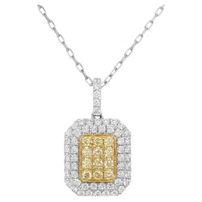 Pre-owned Hyt Jewelry Yellow Diamond White Diamond Platinum Pendant Necklace