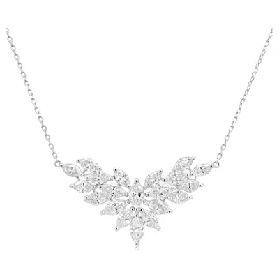 Pre-owned Hyt Marquise Cut Natural White Diamond Necklace With Platinum Chain