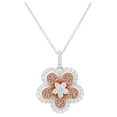 Pre-owned Hyt Natural Argyle Pink Diamond And White Diamond Pendant With Platinum Chain