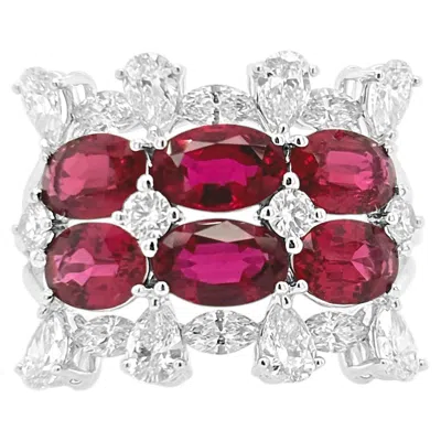 Pre-owned Hyt Natural Mozambique Ruby (no Heat) And Natural White Diamond Ring In 18k Gold