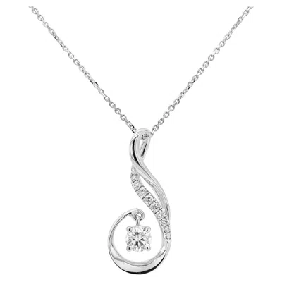 Pre-owned Hyt Natural White Diamond Pendant In K18 White Gold With Platinum Chain